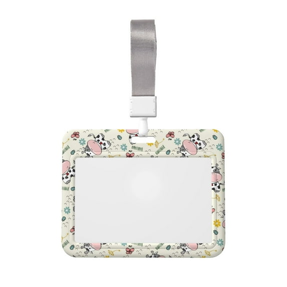 Junzan Cute Cow ID Badge Holder with Windows Key Card Work Badge Sleeve for Office, School, Factory, ID Credit Cards, Proximity Key Cards
