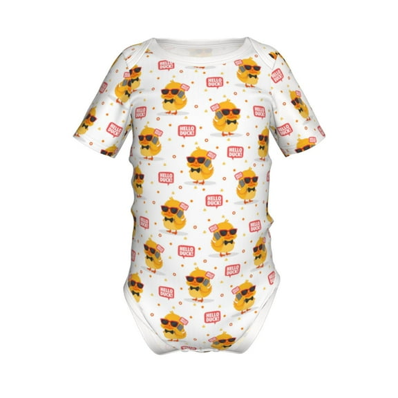 Junzan Cute Duck Print Short-Sleeve Baby Climbing Clothes, Bodysuits for Infant One-Piece for Baby Boys & Girls Baby Clothes Baby Romper with Snap Closure-3 Months