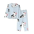 thumbnail image 1 of Junzan Cute Farm Cow Print Womens Pajama Sets,Long Sleeve Button Down For Women Pjs 2 Piece, 1 of 9