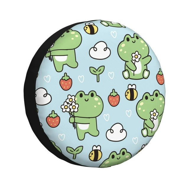 Junzan Cute Floral Frog Tire Cover Wheel Protector For Truck Suv Trailer Camping Rv Tire Covers