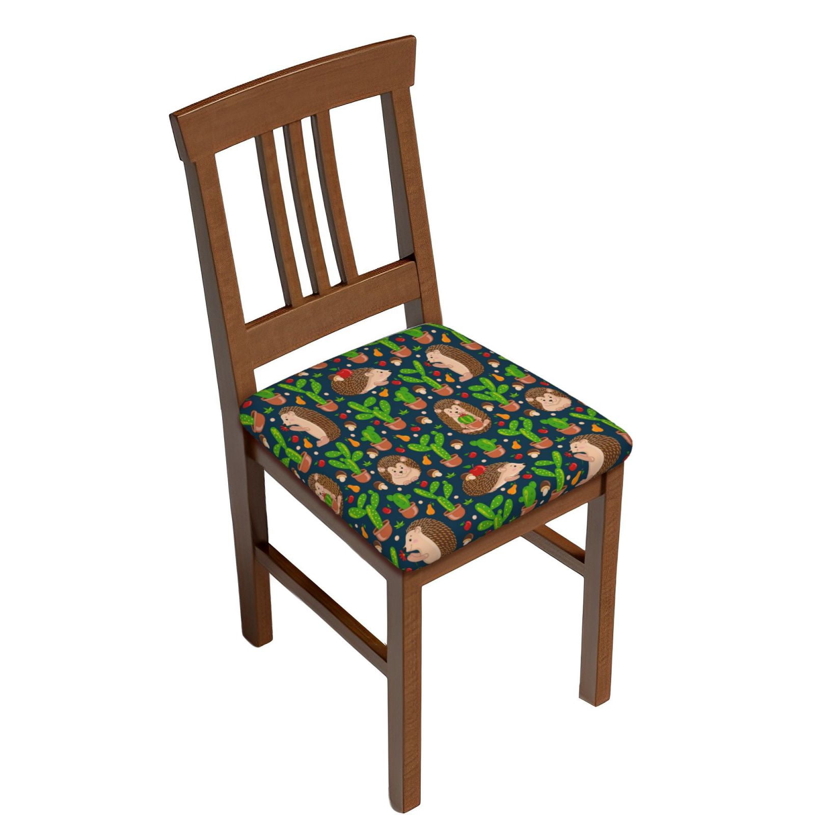 Junzan Cute Hedgehogs Cactus Blue Print Dining Chair Seat Covers ...
