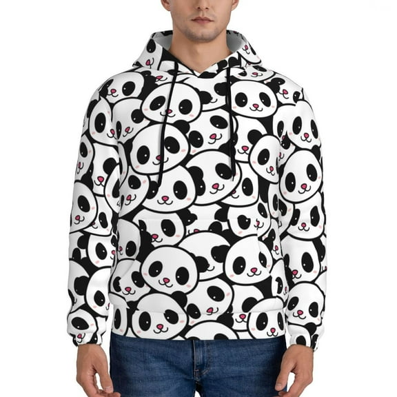 Junzan Cute Panda Face for Men's Hoodie - Fall Pullover Hooded Sweatshirt-Hooded Sweatshirt for Men - Men's Stylish Sweatshirt for Winter & Autumn-4X-Large