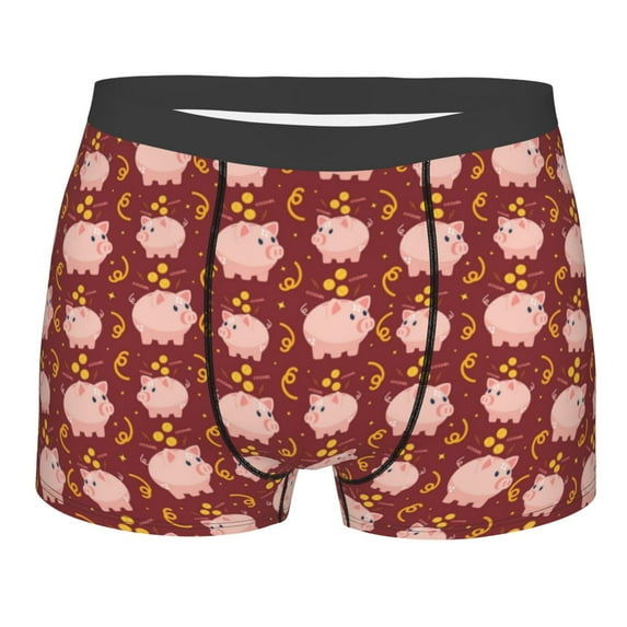 Junzan Cute Pig With Coins Mens Underwear Boxer Briefs For Men’s - Medium