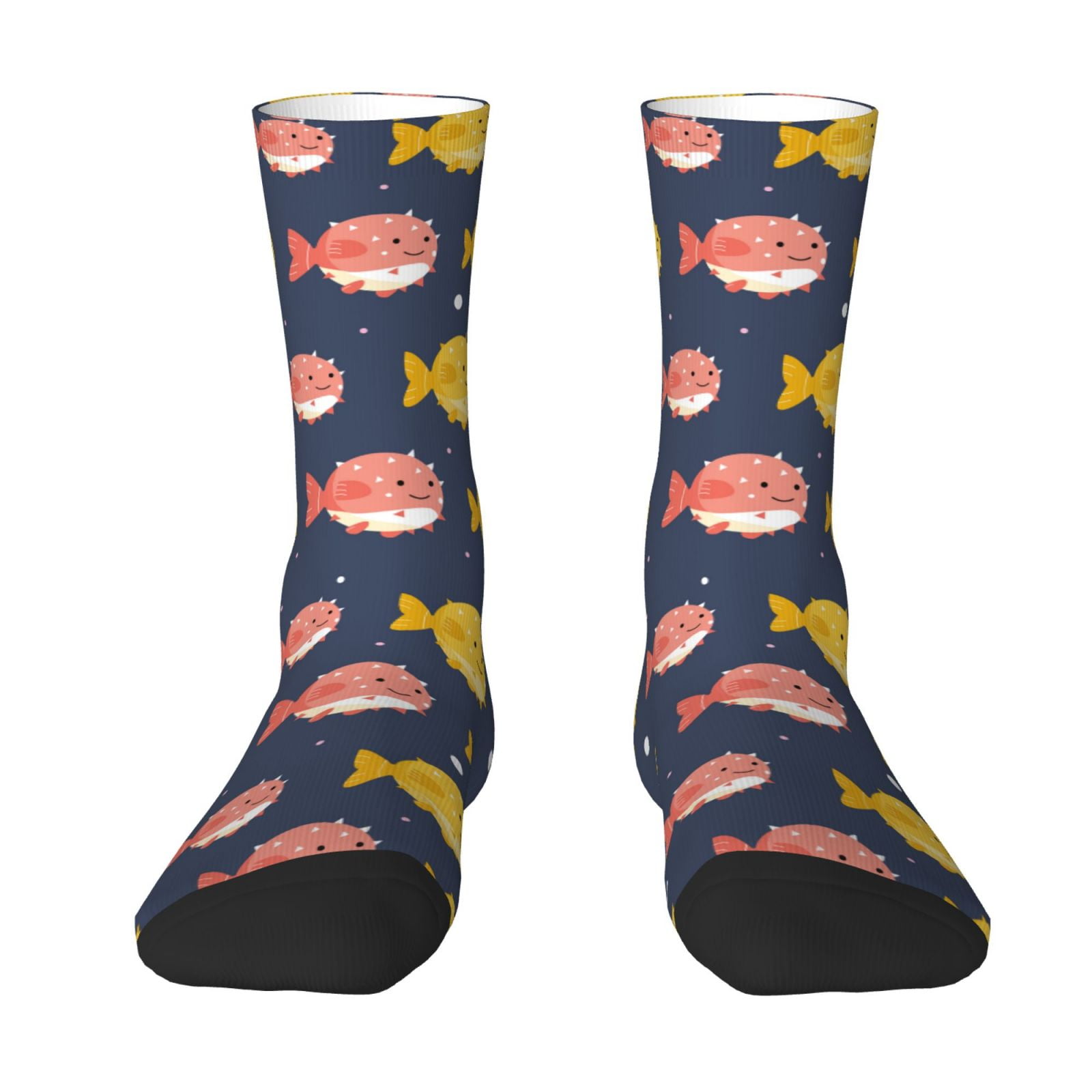 Junzan Cute Puffer Fish Mens Funny Socks For Men Women Colorful