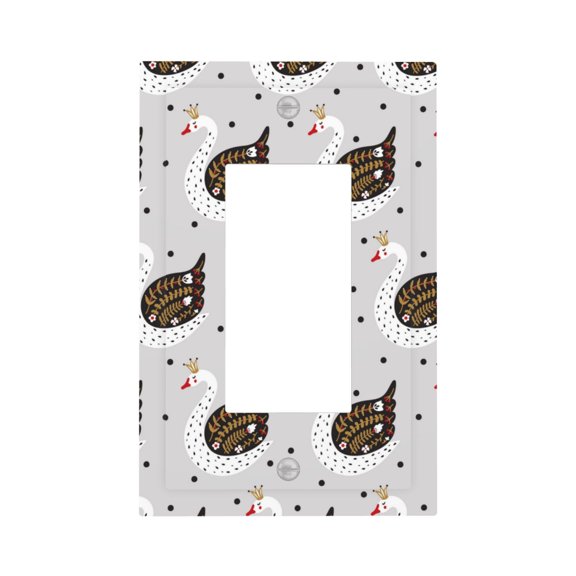 Junzan Cute Swan for Electrical Outlet Covers, 5" x 3" Electric Receptacle Plug Covers Wall Plates 1-Pack Electric Receptacle Plug Covers-Style U