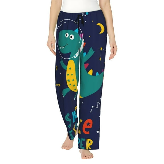Junzan Dinosau Space Explorer Women'S Pajama Pants Drawstring Comfy Sleep Bottoms With Pockets