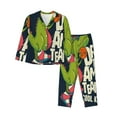 thumbnail image 1 of Junzan Dinosaur Basketball Player Print Womens Pajama Sets,Long Sleeve Button Down For Women Pjs 2 Piece, 1 of 9