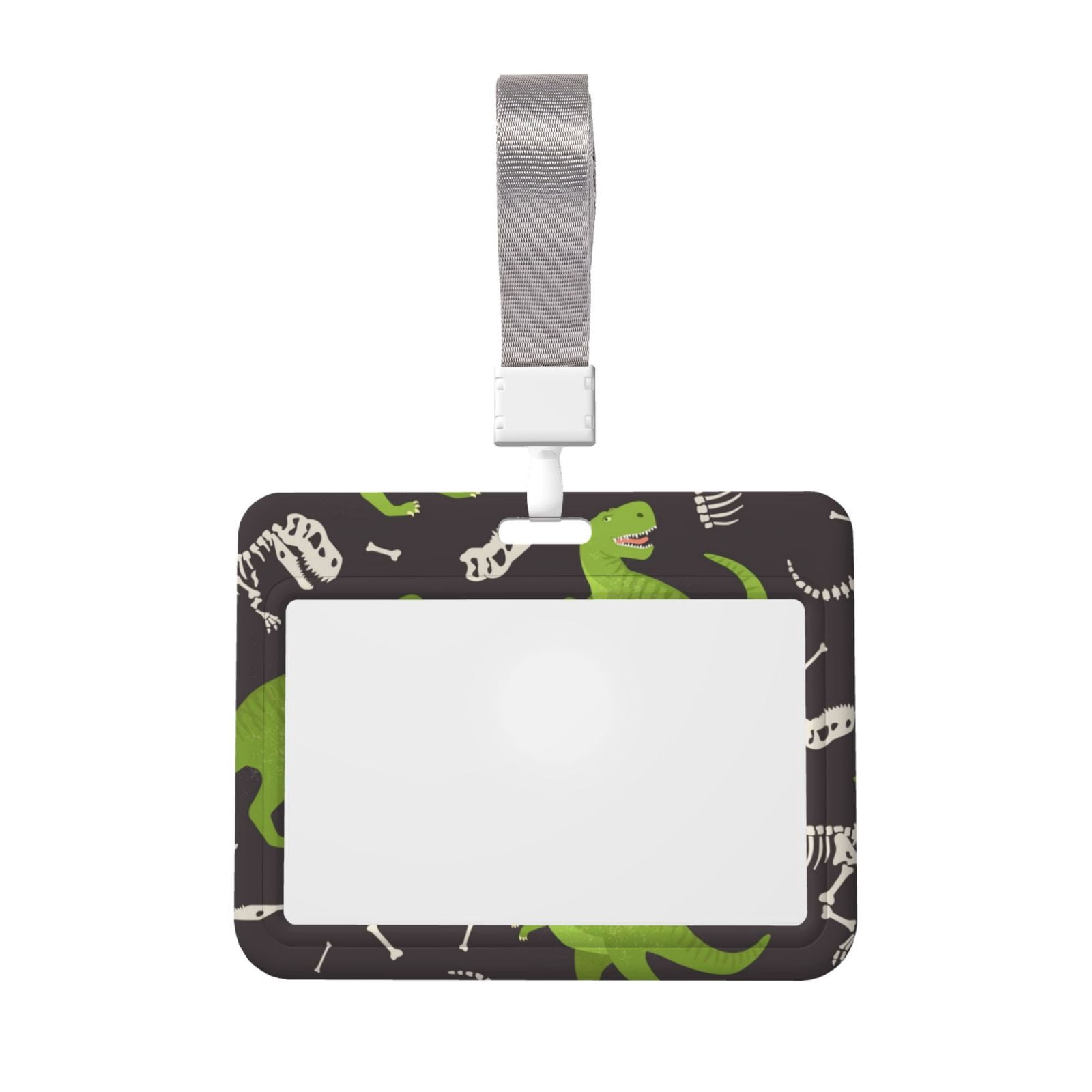 Dinosaur Print Lanyard - Double Sided Design, ID Badge Holder & Keychain With Lobster Clasp