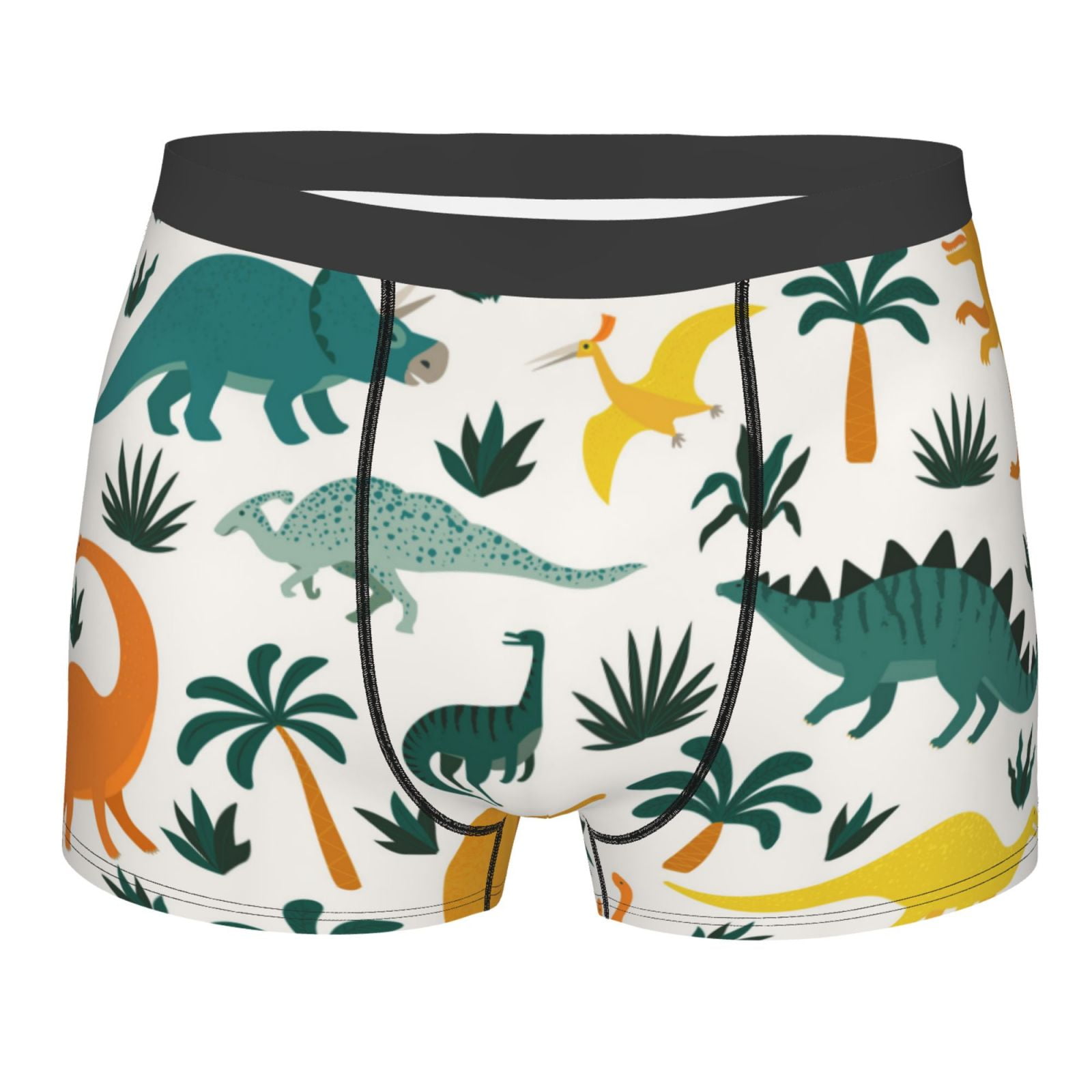 Junzan Dinosaurs And Tropical Leaves Mens Underwear Boxer Briefs For