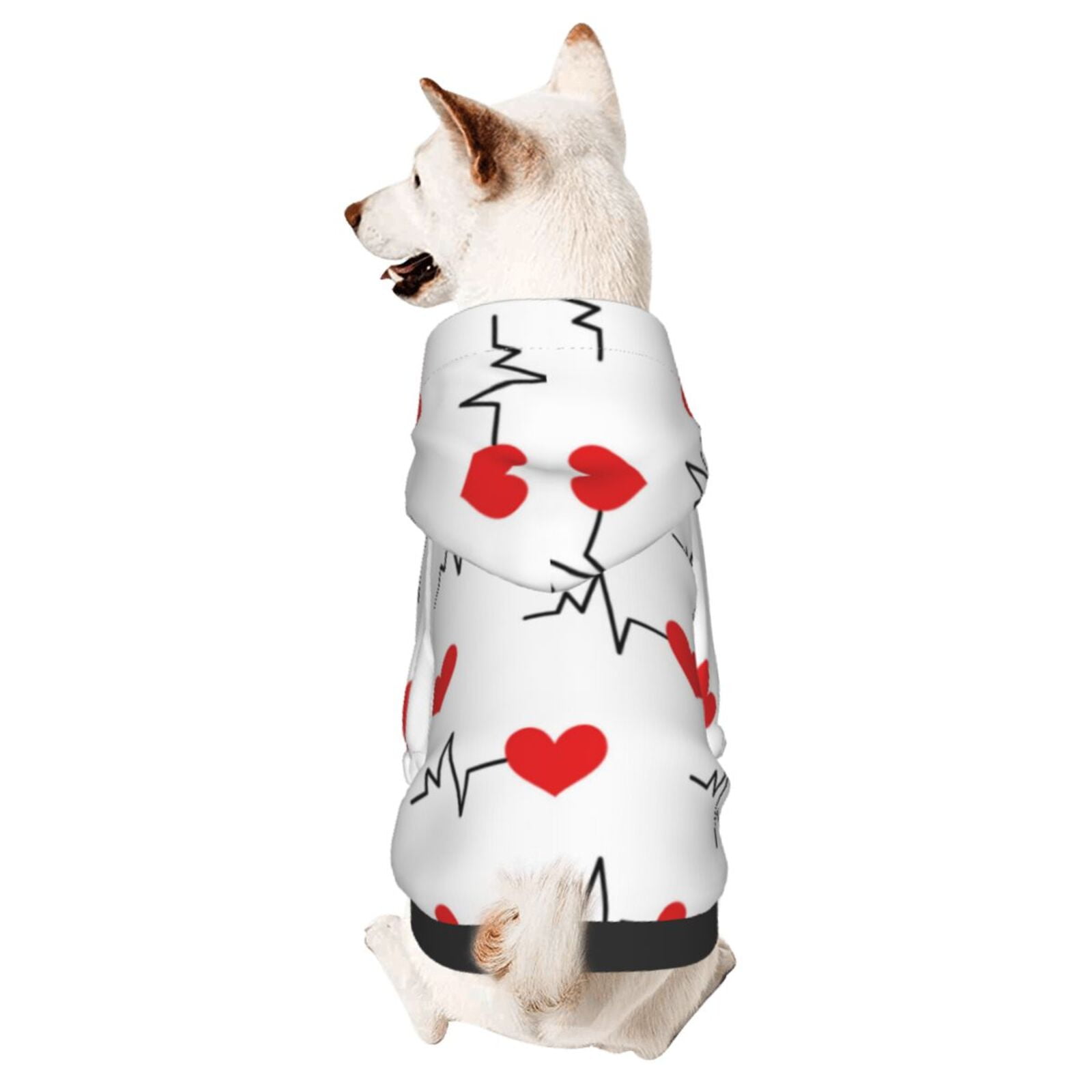 Dog Sweater Mit Kapuze – Totenkopf-Muster, Fleece, Für Hunde & Katzen, Winter- & Halloween-Kostüm