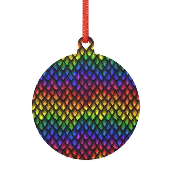 Junzan Dragon Scales Pattern Christmas Ornaments,1 PCS Christmas Décor Acrylic Pendant Xmas Tree Decor for Hanging on Tree and Party Favors,3"-Round Shape