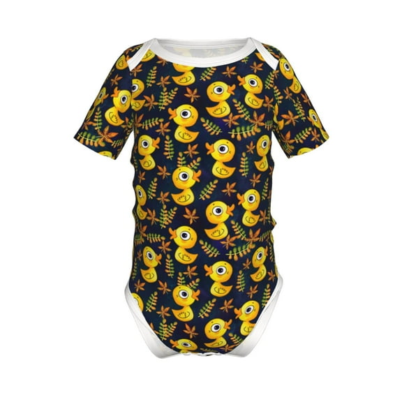Junzan Ducks Print Short-Sleeve Baby Climbing Clothes, Bodysuits for Infant One-Piece for Baby Boys & Girls Baby Clothes Baby Romper with Snap Closure-3 Months