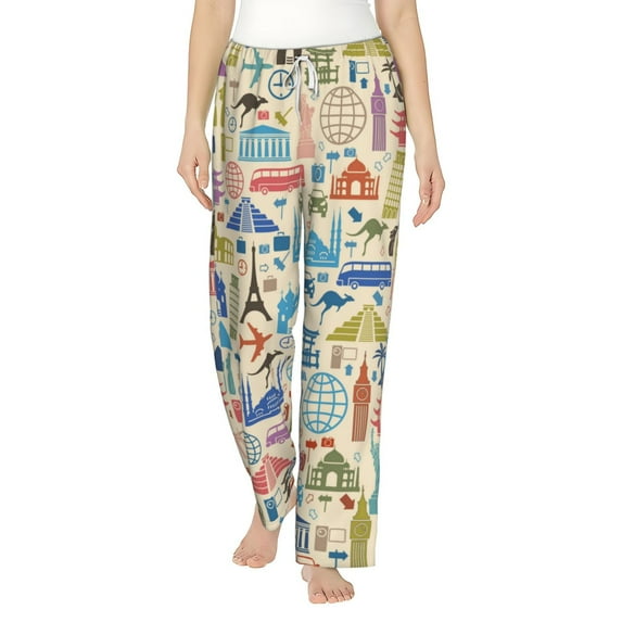 Junzan Famous Places Women'S Pajama Pants Drawstring Comfy Sleep Bottoms With Pockets