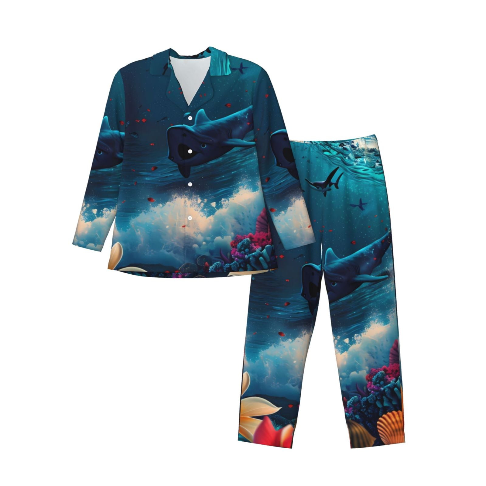 Junzan Fantasy Underwater Adventure for Men's Long Sleeve Pajama Set ...
