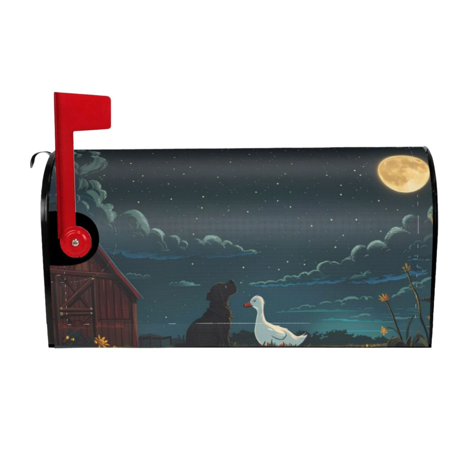 Junzan Farm Dog Duck Moonlight Pattern Mailbox Covers,Magnetic Mailbox ...