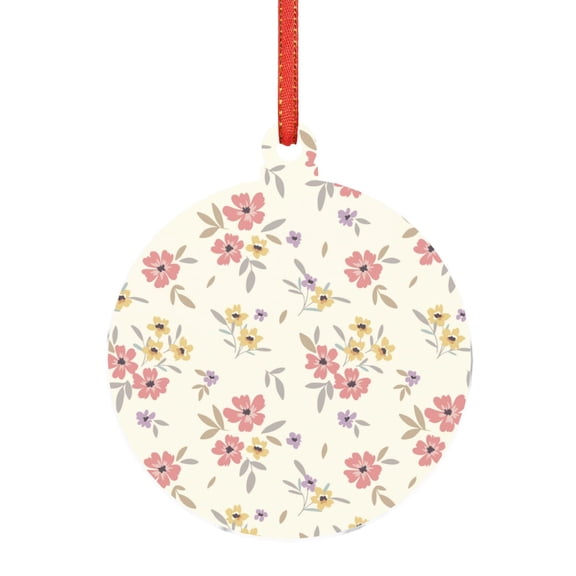 Junzan Floral Pattern Christmas Ornaments,1 PCS Christmas Décor Acrylic Pendant Xmas Tree Decor for Hanging on Tree and Party Favors,3"-Round Shape
