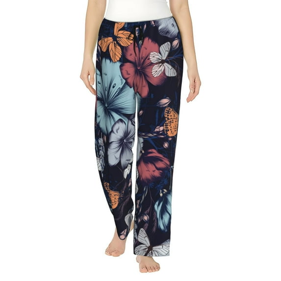 Junzan Flowers Ad Butterflies Women'S Pajama Pants Drawstring Comfy Sleep Bottoms With Pockets
