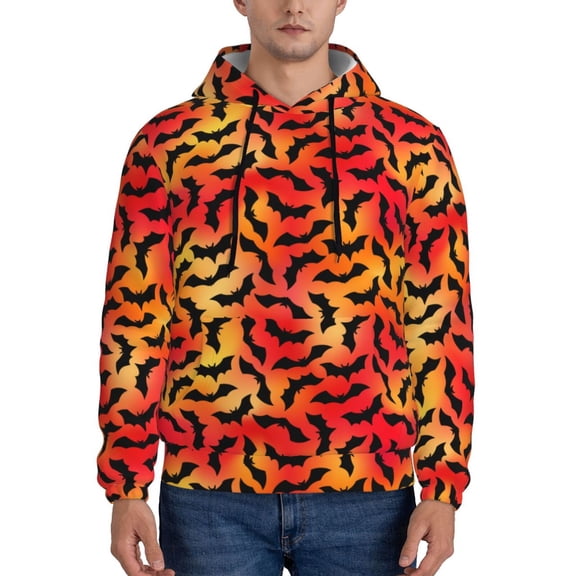 Junzan Flying Black Bat for Men's Hoodie - Fall Pullover Hooded Sweatshirt-Hooded Sweatshirt for Men - Men's Stylish Sweatshirt for Winter & Autumn-XX-Large