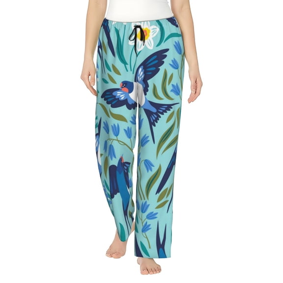 Junzan Flying Swallows Women'S Pajama Pants Drawstring Comfy Sleep Bottoms With Pockets