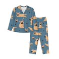 thumbnail image 1 of Junzan French Bulldog Yoga Print Womens Pajama Sets,Long Sleeve Button Down For Women Pjs 2 Piece, 1 of 9