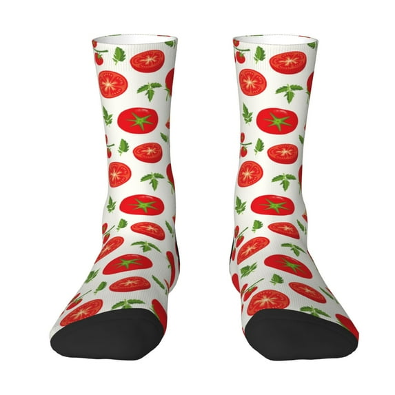 Junzan Fresh Red Tomato Mens Funny Socks For Men Women Colorful Fun Novelty Crew Patterned Socks
