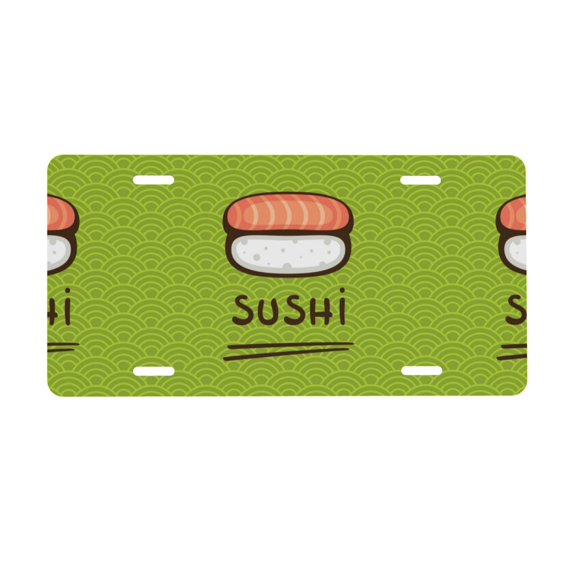 Junzan Fresh Sushi Front License Plate Covers Decorative Car Metal Plates Novelty License Plate 6 X 12 Inch For Women Men