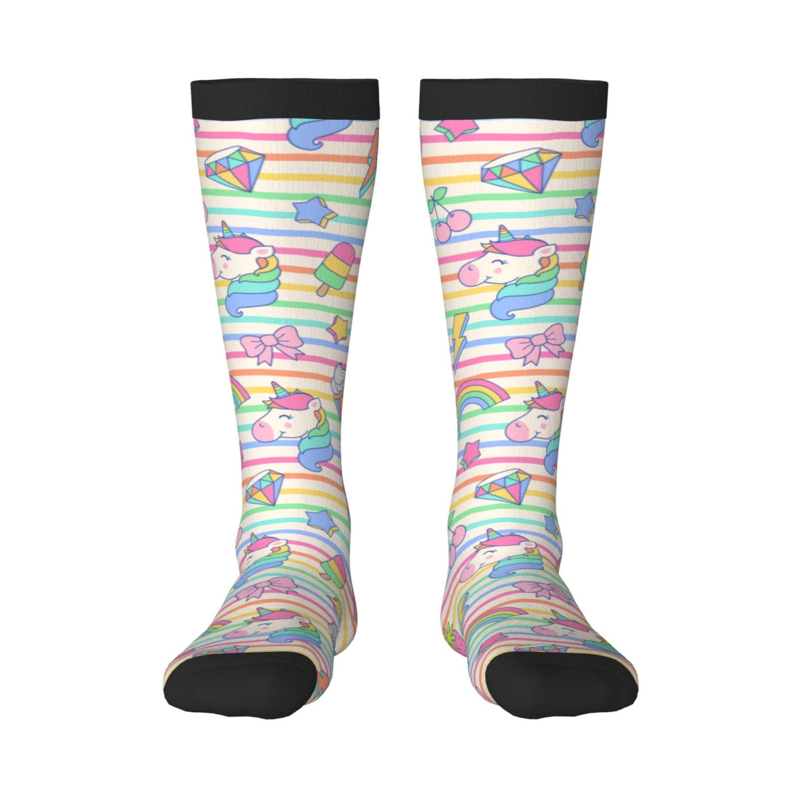 Junzan Fun Novelty Knee Warmer High Socks Cute Unicorn Design