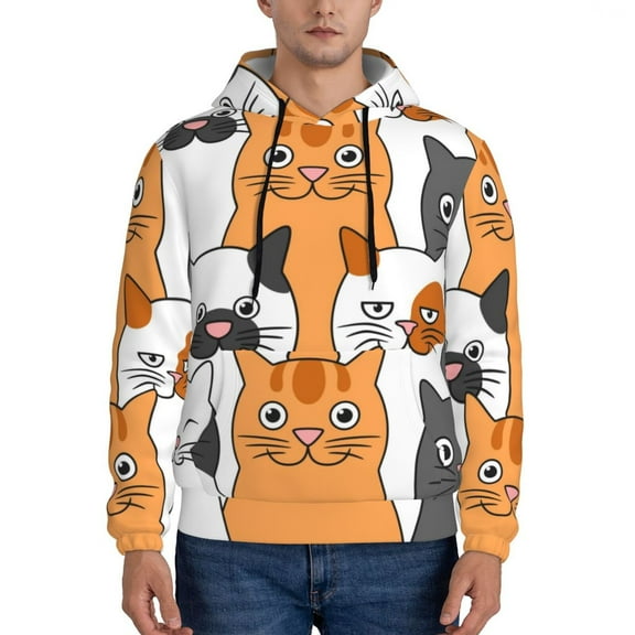 Junzan Funny Cats for Men's Hoodie - Fall Pullover Hooded Sweatshirt-Hooded Sweatshirt for Men - Men's Stylish Sweatshirt for Winter & Autumn-XX-Large