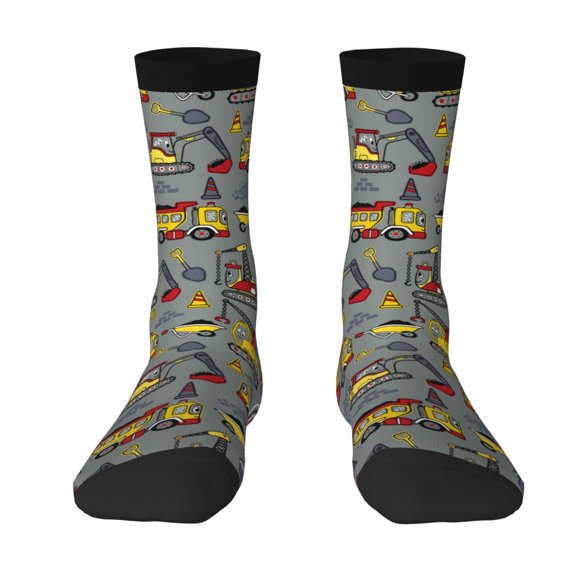Junzan Funny Construction Mens Funny Socks For Men Women Colorful Fun Novelty Crew Patterned Socks
