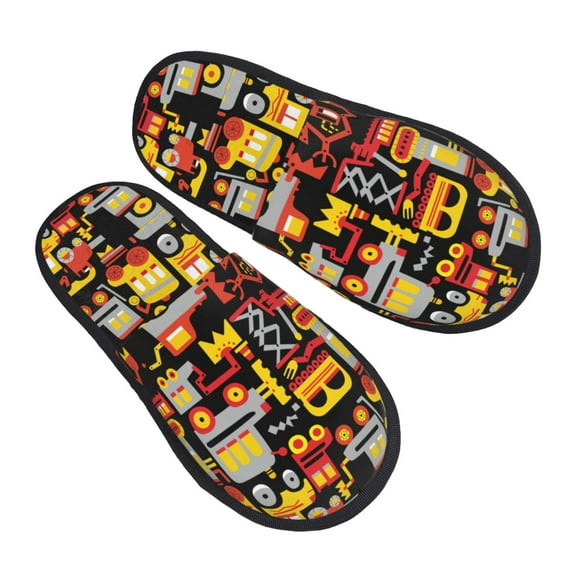 Junzan Fuzzy Feet Slippers For Women,House Shoes Non Slip Indoor/Outdoor,Cars Designs-Medium