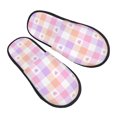 thumbnail image 1 of Junzan Fuzzy Feet Slippers For Women,House Shoes Non Slip Indoor/Outdoor,Heart Buffalo Plaid Designs-Medium, 1 of 9