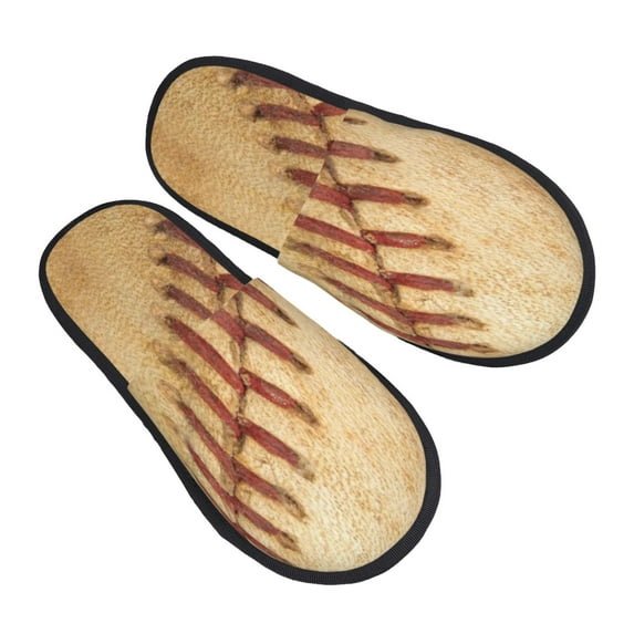 Junzan Fuzzy Feet Slippers For Women,House Shoes Non Slip Indoor/Outdoor,Vintage Baseball Designs-Large