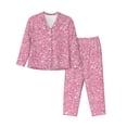 thumbnail image 1 of Junzan Glitter Pink Print Womens Pajama Sets,Long Sleeve Button Down For Women Pjs 2 Piece, 1 of 9