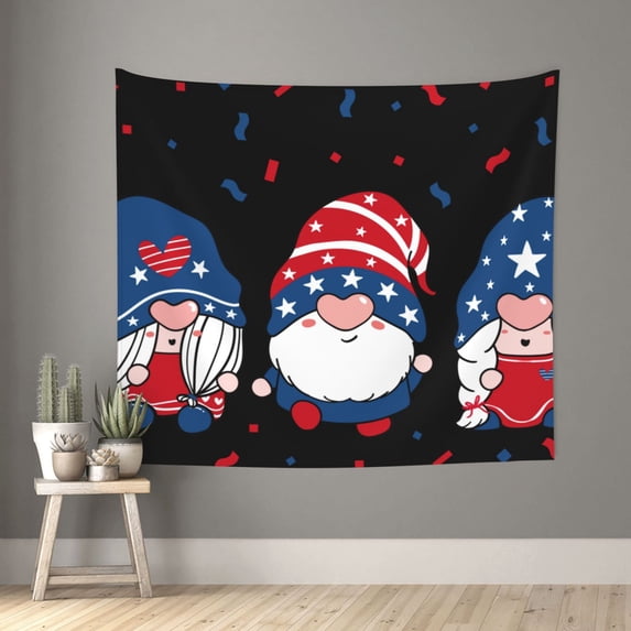 Junzan Gnome Independence Day Tapestry Wall Tapestry Home Decor for Room 60X51 Inches