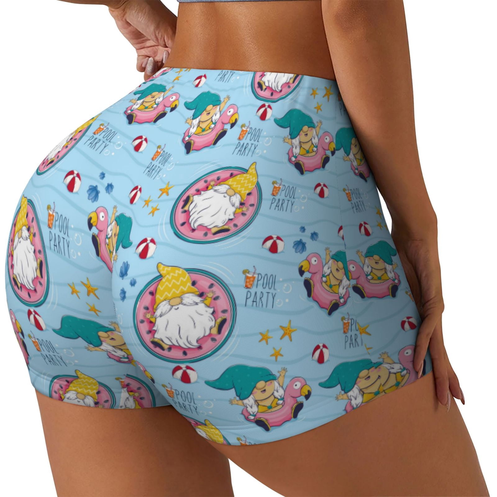 Pool Scrunch Junzan Gnome Pool Party Pattern Women Workout Impact Shorts,Scrunch ...