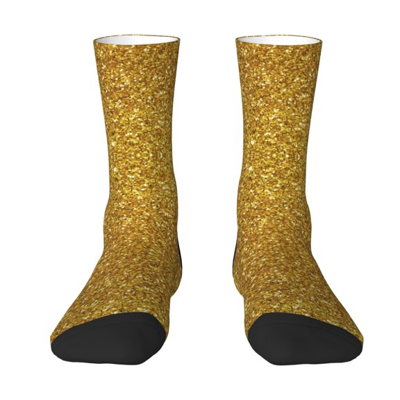 Junzan Gold Glitter Mens Funny Socks For Men Women Colorful Fun Novelty Crew Patterned Socks