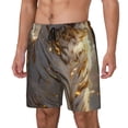 thumbnail image 1 of Junzan Golden White Tiger Print Swim Trunks Men Swim Shorts with Built-in Compression Liner Funny Swimwear Quick Dry Bathing Suits-Small, 1 of 6