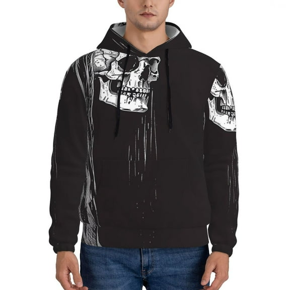 Junzan Gothic Skull Drape for Men's Hoodie - Fall Pullover Hooded Sweatshirt-Hooded Sweatshirt for Men - Men's Stylish Sweatshirt for Winter & Autumn-XX-Large