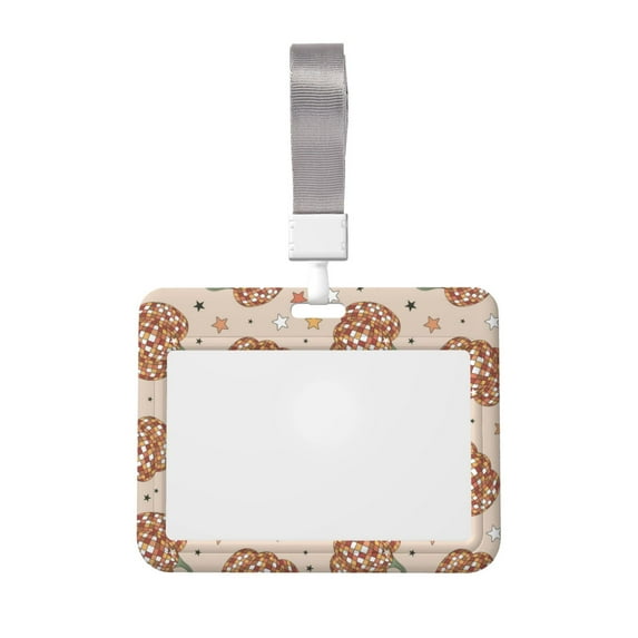 Junzan Groovy Disco Pumpkin ID Badge Holder with Windows Key Card Work Badge Sleeve for Office, School, Factory, ID Credit Cards, Proximity Key Cards