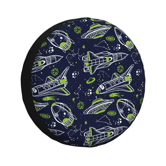 Junzan Hand Drawn Rockets Tire Cover Wheel Protector For Truck Suv Trailer Camping Rv Tire Covers-16 Inch