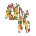thumbnail image 1 of Junzan Hawaiian Pineappl Print Womens Pajama Sets,Long Sleeve Button Down For Women Pjs 2 Piece, 1 of 9