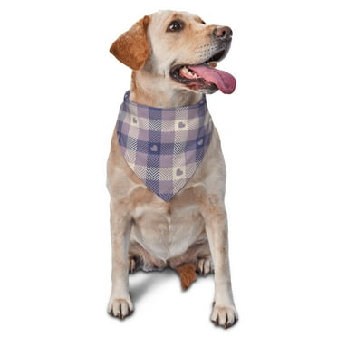 Junzan Heart Check Plaid-1pcs Dog Bandanas,Dog Bandanas Scarf Triangle Bibs Kerchief Flannel Thicken Cotton Bandana for Small Medium Large Dogs and Cats