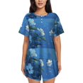 thumbnail image 1 of Junzan Hibiscus Flowers Calm Water for Short-Sleeved Pajama Set for Women,2 Piece Short Sleeve Crew Neck Sleepwear Set Summer Pajamas Set Lounge Sets 2-Piece Pj-XX-Large, 1 of 6