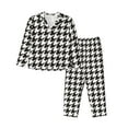 thumbnail image 1 of Junzan Houndstooth Black And White Print Womens Pajama Sets,Long Sleeve Button Down For Women Pjs 2 Piece, 1 of 9