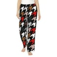 thumbnail image 1 of Junzan Houndstooth Green Red Women'S Pajama Pants Drawstring Comfy Sleep Bottoms With Pockets, 1 of 9