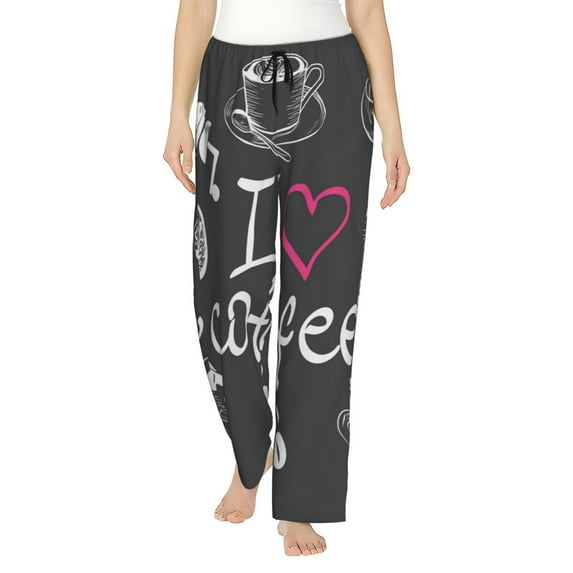 Junzan I Love Coffee Women'S Pajama Pants Drawstring Comfy Sleep Bottoms With Pockets