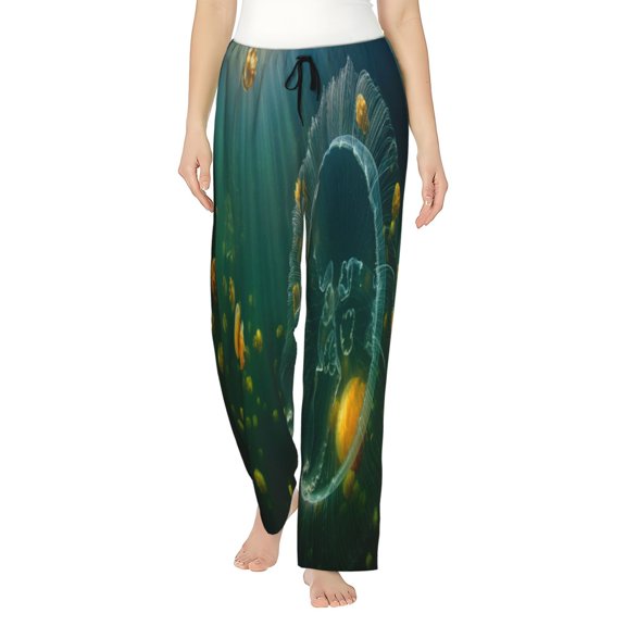 Junzan Jelly Fish Women'S Pajama Pants Drawstring Comfy Sleep Bottoms With Pockets