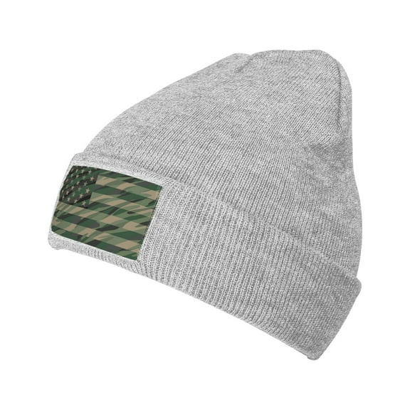 Junzan Jungle Green Camo Usa Flag Mens Winter Hats Thick Knit Cuff Beanie Cap Beanie Hat