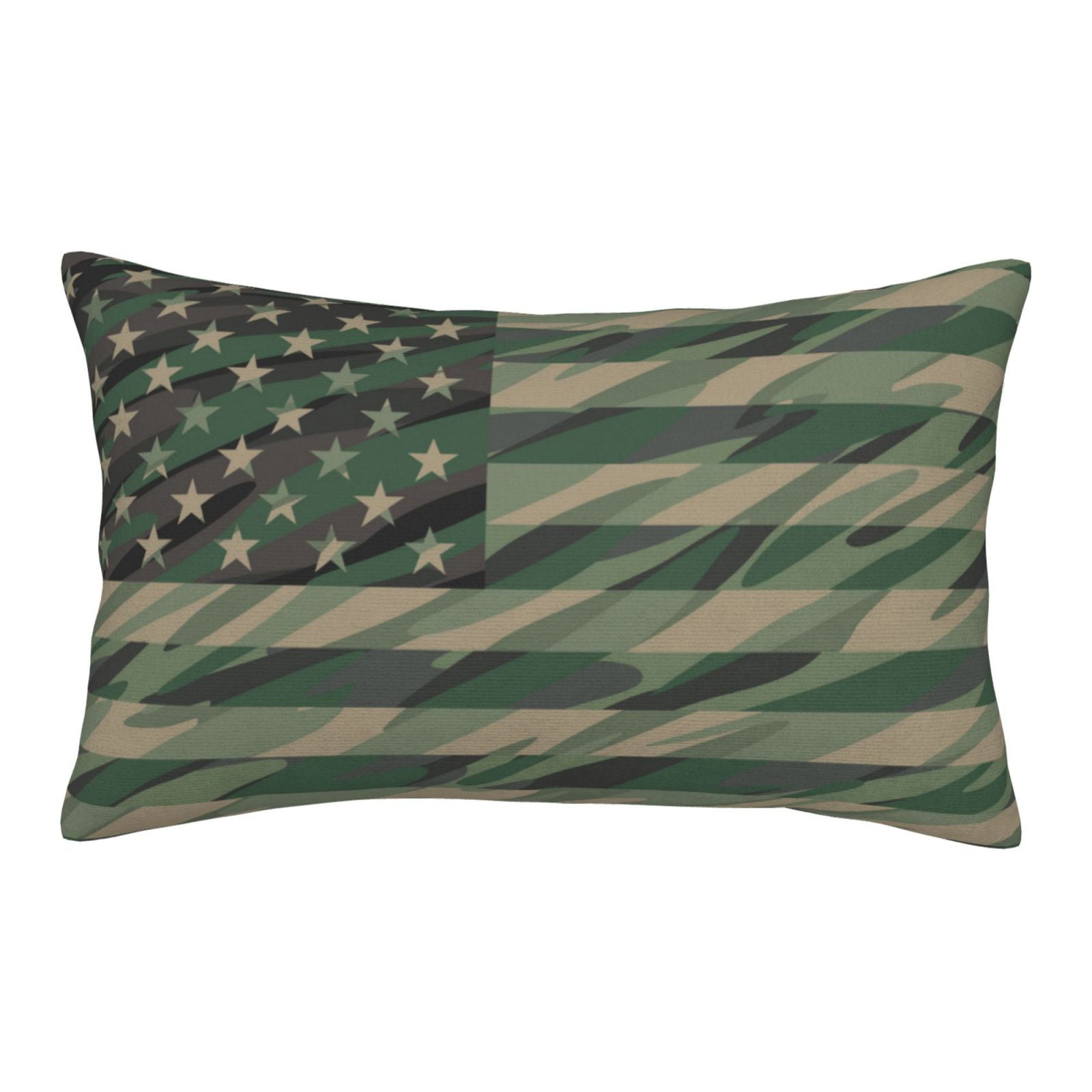 Junzan Jungle Green Camo Usa Flag Pillow Cases Standard Size, with
