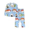 thumbnail image 1 of Junzan Kawaii Sushi Print Womens Pajama Sets,Long Sleeve Button Down For Women Pjs 2 Piece, 1 of 9